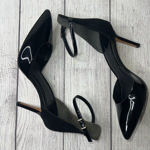 🔹 B Brian Atwood Mariella Patent Leather and Suede Point Toe Pump